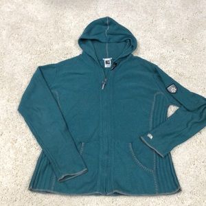 🌹North Face cardigan sweater. Teal & gray. cotton, acrylic and wool. Women’s XL